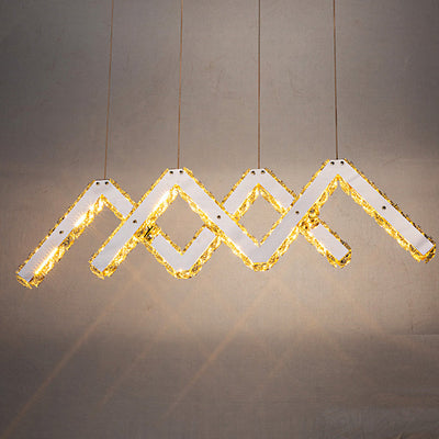 ثريا LED كريستال من الفولاذ المقاوم للصدأ بتصميم موجة حديثة بسيطة لغرفة الطعام 