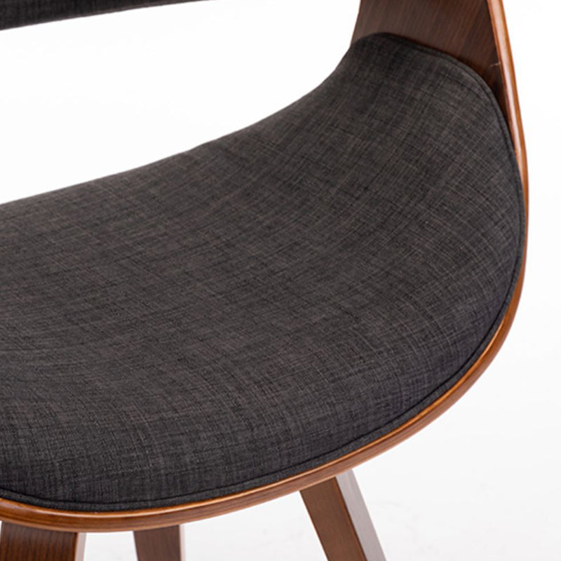 Silla de comedor contemporánea de lujo Arc, de madera contrachapada tapizada en algodón, lino y piel sintética, con respaldo y reposabrazos, para comedor 