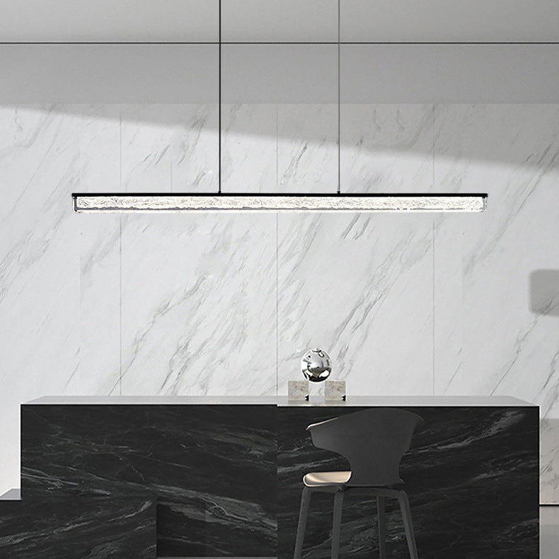Lustre LED en résine de cuivre long avec monogramme minimaliste moderne pour salle à manger 