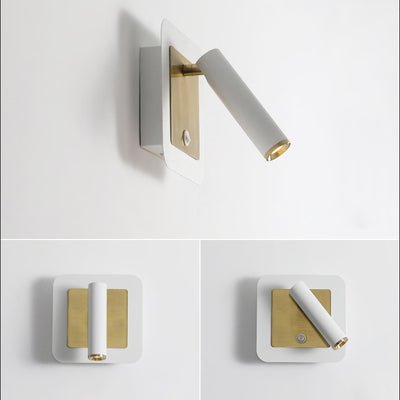 Lámpara Aplique de Pared LED de Metal Cilíndrico Cuadrado Redondo Giratorio Minimalista Moderna para Dormitorio 