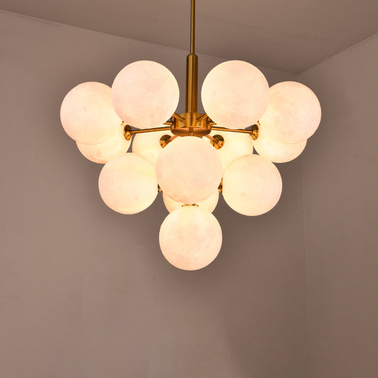 Lámpara de araña contemporánea creativa de luna orbe de hierro PLA 5/13 luces para sala de estar 