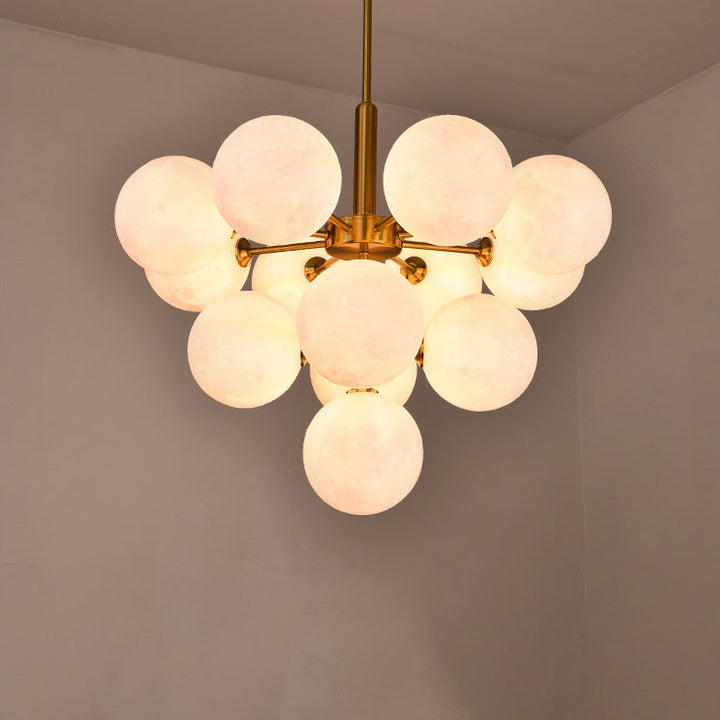 Lámpara de araña contemporánea creativa de luna orbe de hierro PLA 5/13 luces para sala de estar 