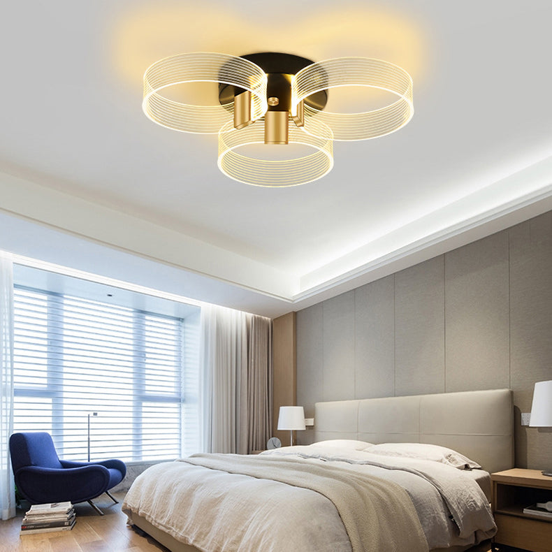Moderno minimalista multi redondo de aluminio acrílico LED semi-empotrado luz de techo para sala de estar 