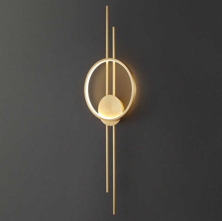Modern Minimalist Asymmetric Copper LED Wall Sconce Lamp For Living Room