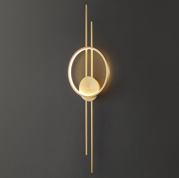 Modern Minimalist Asymmetric Copper LED Wall Sconce Lamp For Living Room