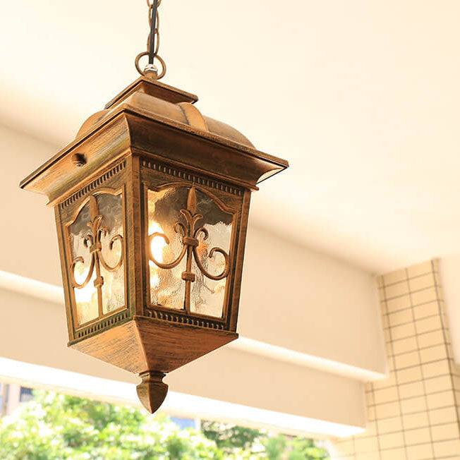 Outdoor European Arrow Flower  Lantern Aluminum Glass 1-Light Waterproof Pendant Light