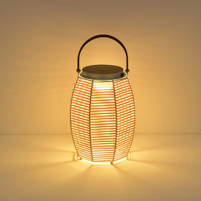 Chinese Retro Solar Waterproof Rattan Weaving LED Outdoor Patio Landscape Light