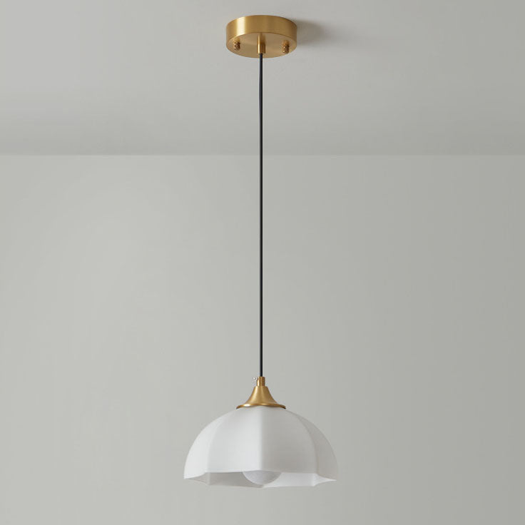 Contemporary Scandinavian Floral All Brass Glass 1/3 Light Island Light Chandelier For Dining Room