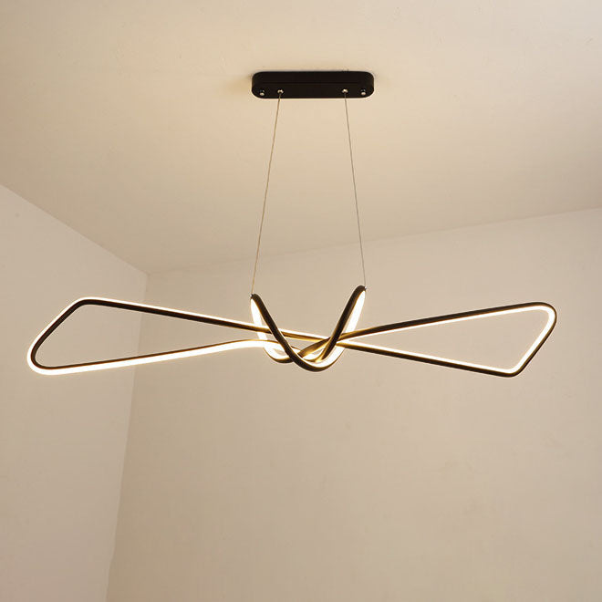 Lustre contemporain en aluminium de luxe avec bande LED en spirale pour îlot, pour salon 