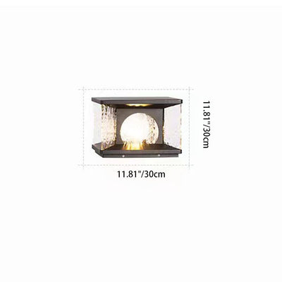 Moderno Minimalista Solar Impermeable Rectángulo Acero Inoxidable Vidrio LED Poste Luz de Cabeza Para Patio Exterior 