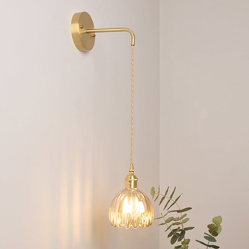 Moderne minimalistische Blumen Kupfer Glas 1-Licht Wandleuchte Lampe für Wohnzimmer 