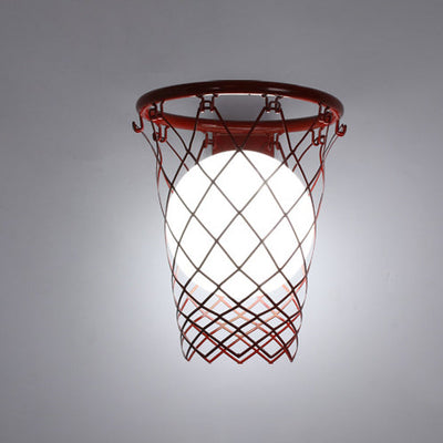 Applique Murale 1 Lumière avec Cerceau de Basketball en Verre et Fer Style Art Déco Moderne pour Chambre d'Enfant 
