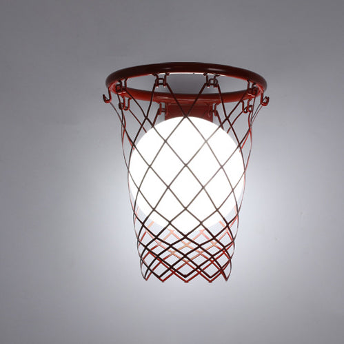 Applique Murale 1 Lumière avec Cerceau de Basketball en Verre et Fer Style Art Déco Moderne pour Chambre d&
