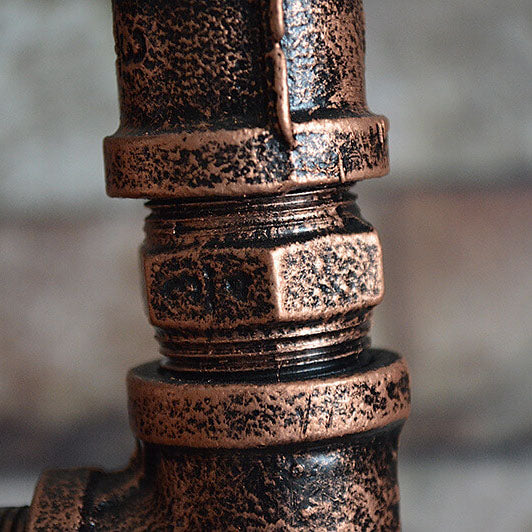 Lampe de sol industrielle Steampunk en cuivre avec tuyau d&