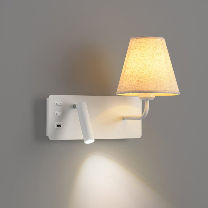 Applique murale LED moderne minimaliste carrée cylindre en fer aluminium tissu 1 lumière pour chambre 