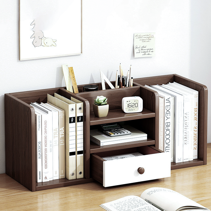 Modern Minimalist MDF Rectangular Desktop Storage Shelf With 1 Drawer For Living Room