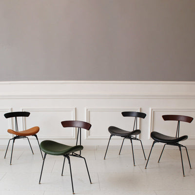 Chaise de salle à manger contemporaine en fourmi industrielle, bois, armature en cuir, tissu, éponge avec dossier pour salle à manger 