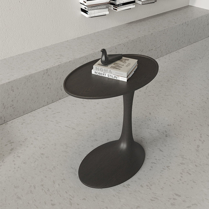 Modern Minimalist Oval Ash Wood End Table For Living Room