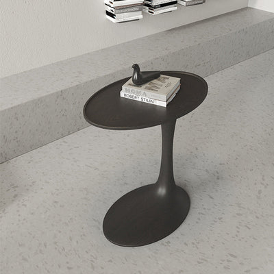 Moderner minimalistischer ovaler Massivholz-Beistelltisch für das Wohnzimmer 