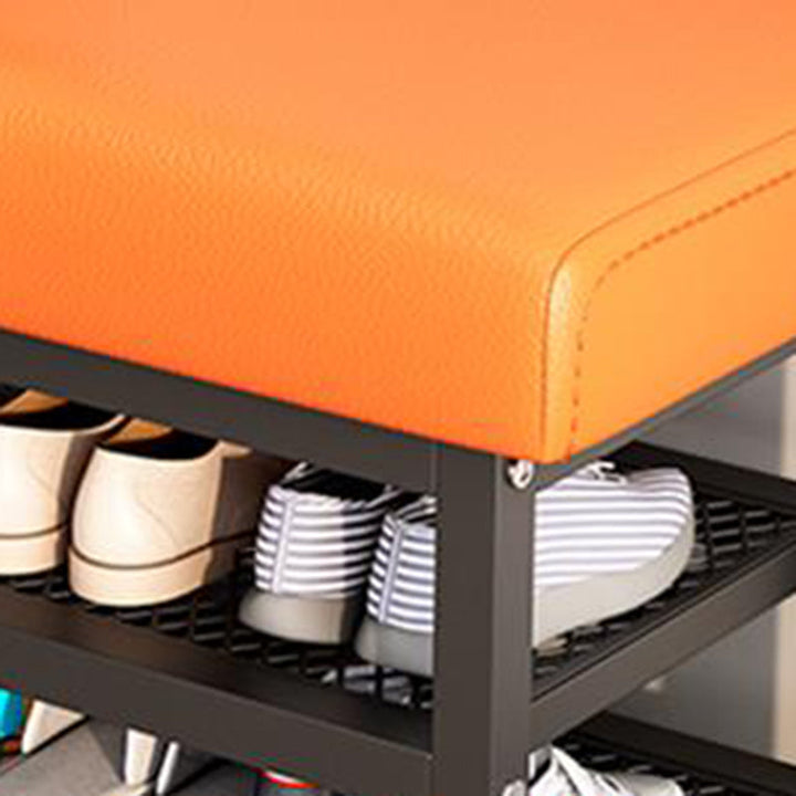 Modern Luxury Rectangle Synthetic Fabric Carbon Steel Shoe Storage 2-Shelf For Entryways