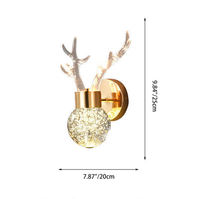 Zeitgenössische kreative Acryl Geweih Blase Kristall Ball LED Wandleuchte Lampe für Wohnzimmer 