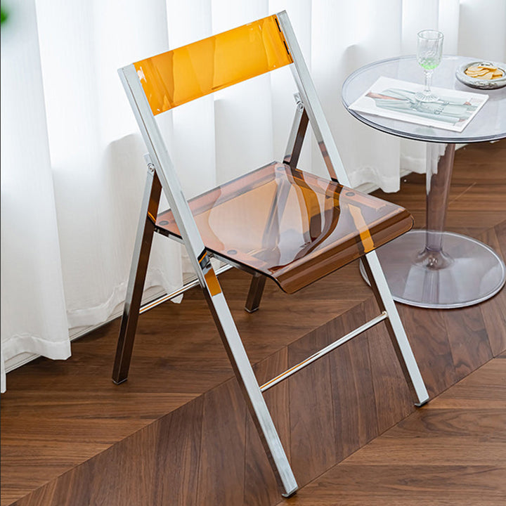 Moderner nordischer quadratischer Eisen-PET-klappbarer Esszimmerstuhl für das Esszimmer 