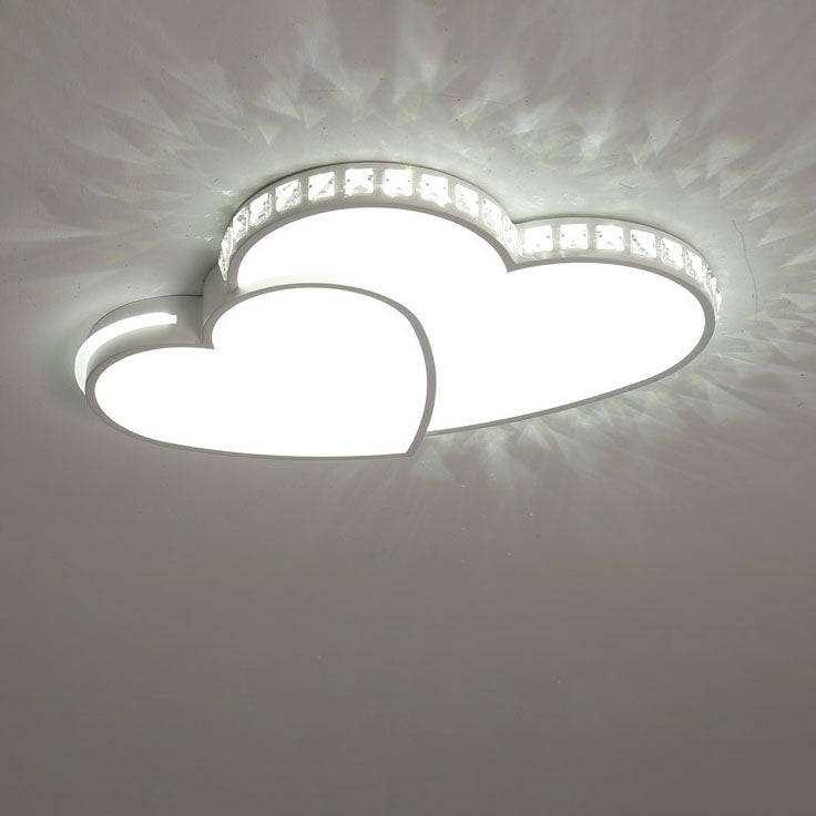 Zeitgenössische Einfachheit Kristall Rand Acryl Herz Form LED Unterputz Deckenleuchte für Schlafzimmer 