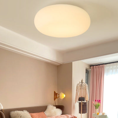 Modern Minimalist Oval Iron PE LED Flush Mount Ceiling Light For Bedroom