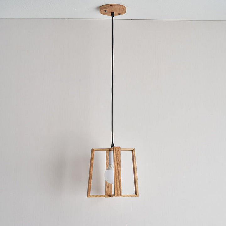 Suspension en bois massif carré japonais traditionnel à 1 lumière pour chambre 