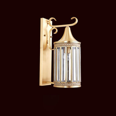 Zeitgenössische Luxus-Kupfer-Glas-Röhrenschirm 1/3-Licht Wandleuchte für Wohnzimmer 