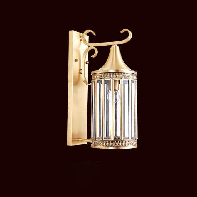 Zeitgenössische Luxus-Kupfer-Glas-Röhrenschirm 1/3-Licht Wandleuchte für Wohnzimmer 