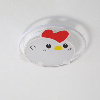 Childlike Cartoon Chick Acrylic Round LED Kids Flush Mount Ceiling Light