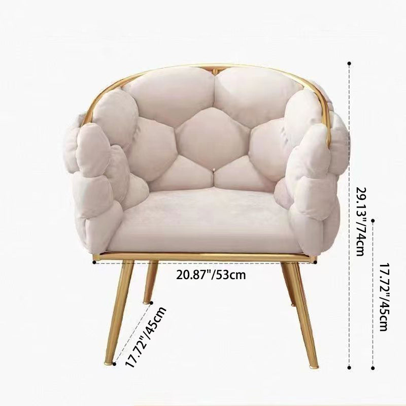 Taburete de tocador contemporáneo, creativo, medio redondo, de terciopelo con burbujas y respaldo de hierro, para dormitorio 