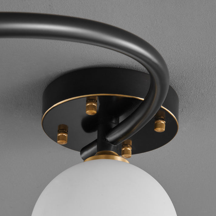 Lámpara de techo semiempotrada de 4/5/7 luces estilo moderno de mediados de siglo con vidrio de cobre en forma de frijol mágico para dormitorio 