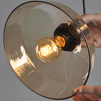 Industrial Simple Personalized Transparent Glass Bowl 1-Light Pendant Light