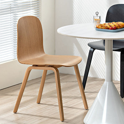 Chaise de salle à manger contemporaine nordique en bois massif avec dossier pour salle à manger 