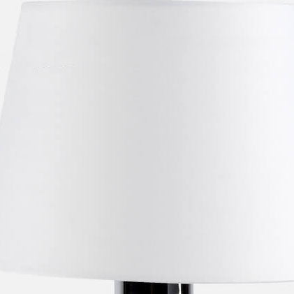 Modern Minimalist White Fabric Chrome Metal 1-Light Table Lamp For Bedroom