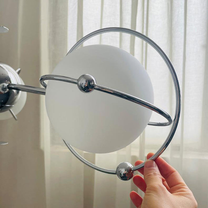 Lustre à 5 lumières en verre et fer avec branches orbes minimalistes modernes pour chambre 