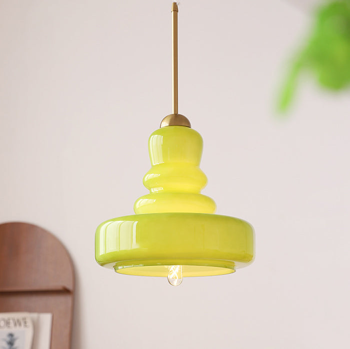 Moderne bunte Glas-Kürbis-Schirm 1-Licht Pendelleuchte 