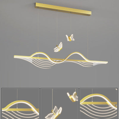 Moderne minimalistische lange Schmetterling Silikon Hardware Acryl LED Insel Licht Kronleuchter für Wohnzimmer 
