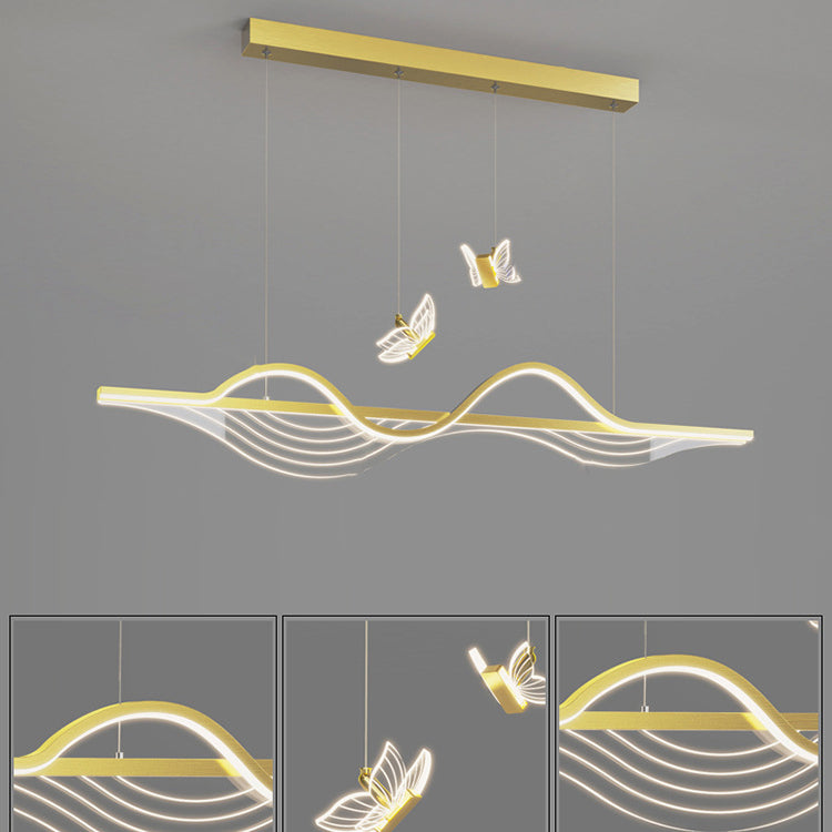 Moderne minimalistische lange Schmetterling Silikon Hardware Acryl LED Insel Licht Kronleuchter für Wohnzimmer 