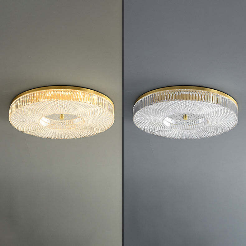 Zeitgenössische Luxus Runde Kupfer Acryl LED Unterputz Deckenleuchte für Wohnzimmer 