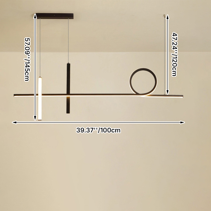 Lustre LED en acrylique aluminium fer à long bande moderne minimaliste pour salle à manger 