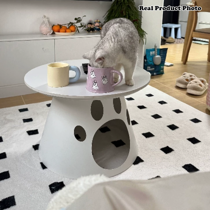 Zeitgenössischer kreativer Katzentatzen-Rundkegelbasis-Faux-Platten-Eisentisch für das Wohnzimmer 