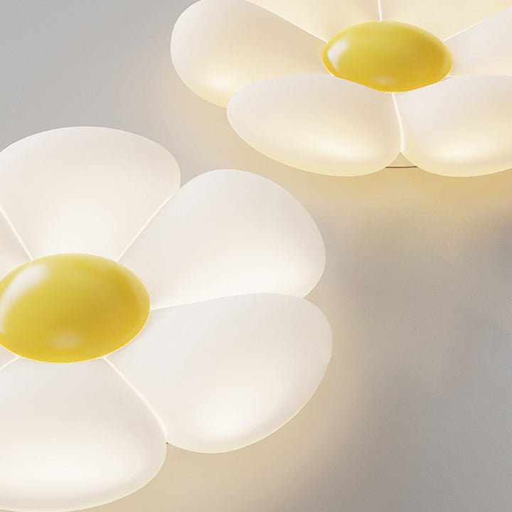 Zeitgenössische kreative Daisy Flower PE Eisen LED Unterputz Deckenleuchte für Schlafzimmer 