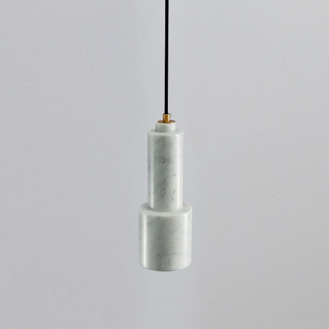 Nordic Light Luxury Brass Marble Cylinder 1-Light Pendant Light