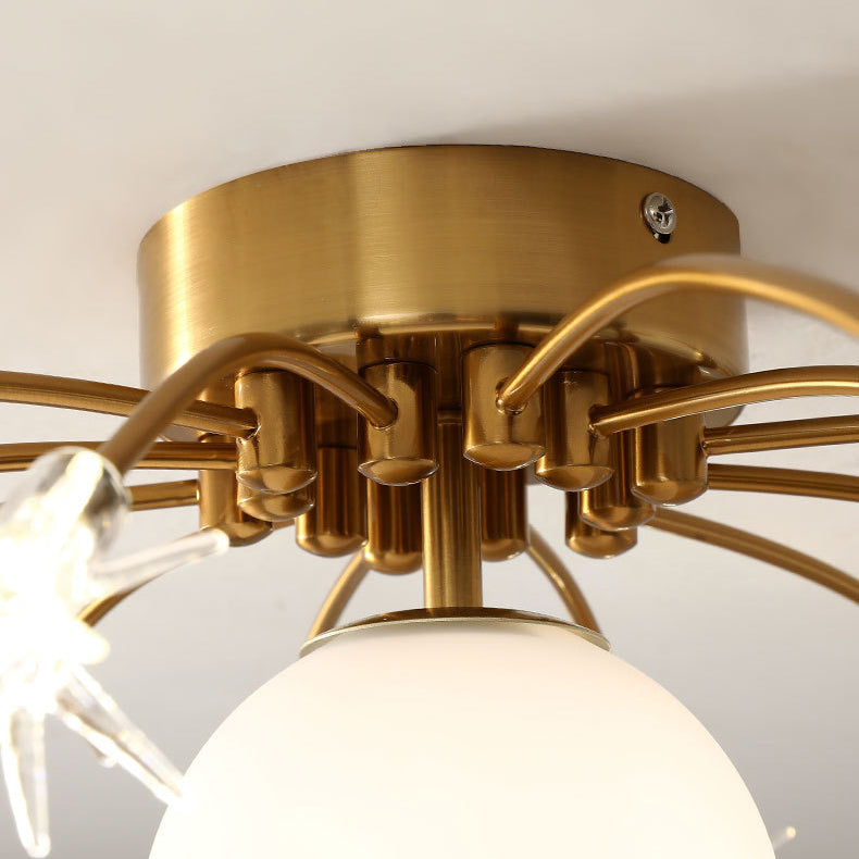 Plafonnier semi-encastré contemporain créatif ciel étoilé lune en verre de fer à 13 lumières pour chambre 