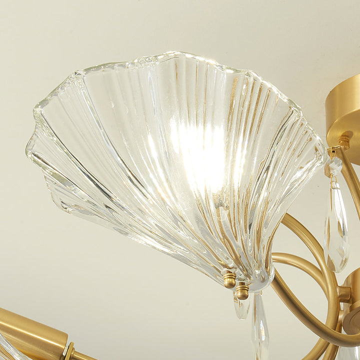 Lustre moderne minimaliste en cuivre et verre à 3/6/8 lumières pour salon 