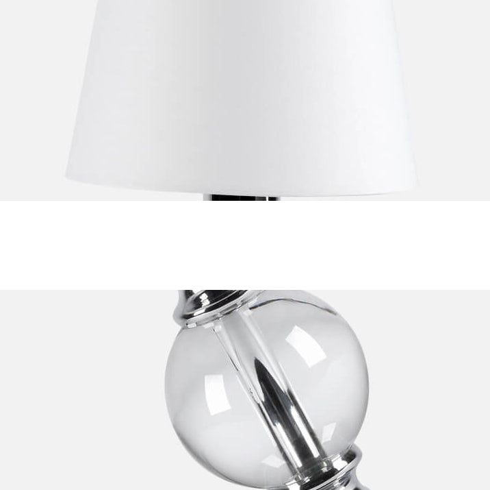 Lampe de table à 1 lumière en métal chromé avec tissu blanc simple de style européen 