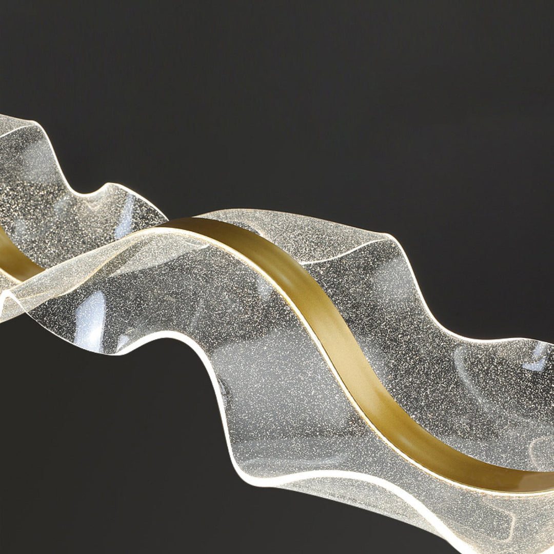 Lustre moderne en acrylique à LED pour salle à manger avec ruban en forme de vague et rectangle créatif contemporain 
